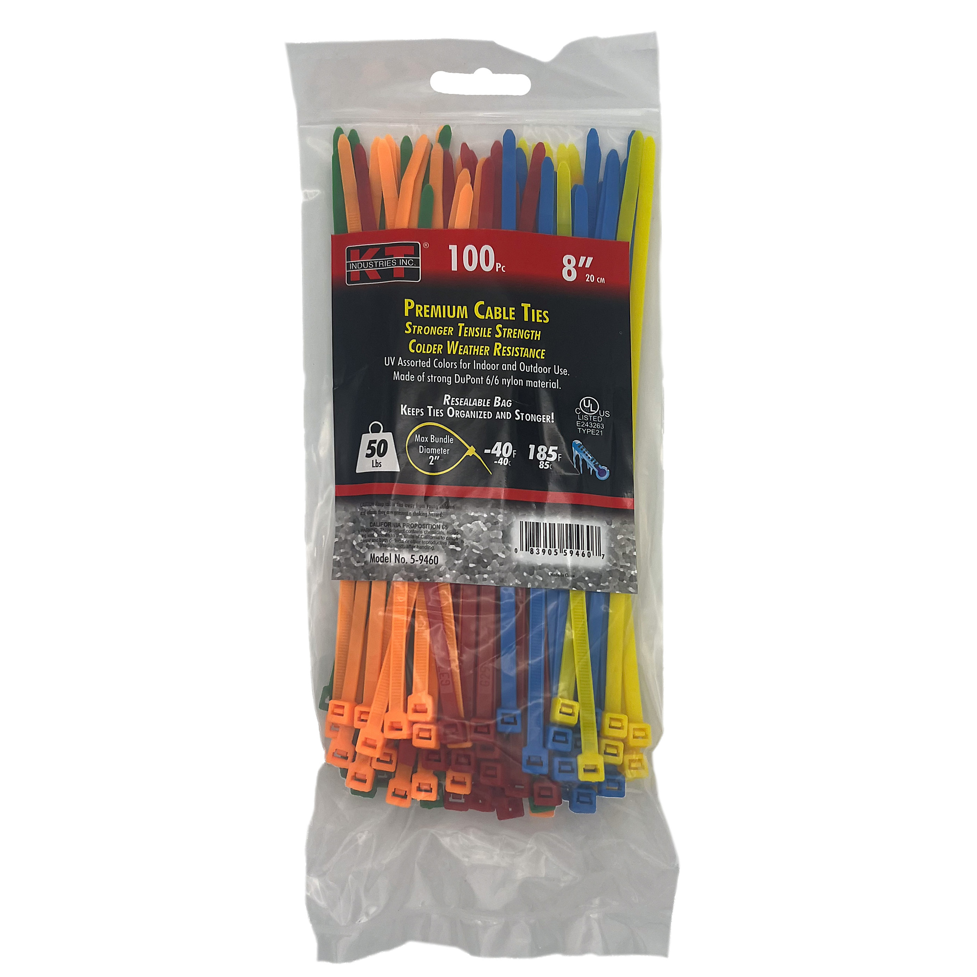 K-T Industries, 8" Assorted Color Standard Duty, 100/Pk, Model # 5-9460